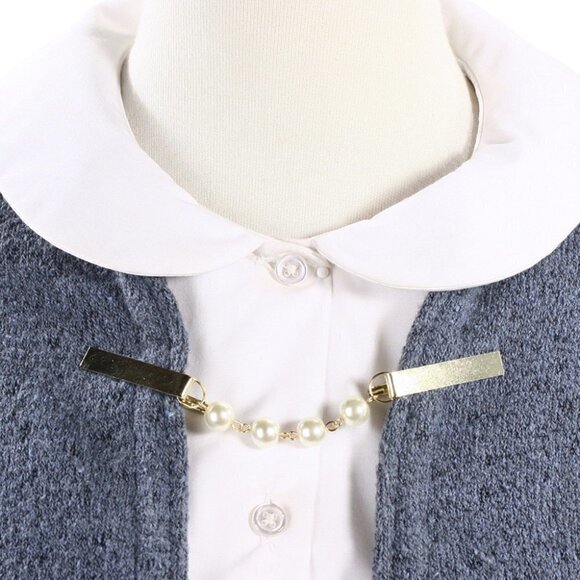 Pearl Sweater Guard Collar Clip Gold Tie Clip Free Organza Gift Bag - Hey Viv - Picture 3 of 4